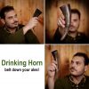 Medieval Viking Drinking Horn with Carved Scales Genuine Buffalo Horn