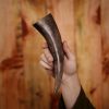 Medieval Viking Drinking Horn with Carved Scales Genuine Buffalo Horn