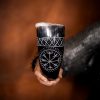 The Vegvisir Drinking Horn Engraved and Handcrafted from Genuine Ox Horn