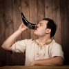 The Fenrir Wolf Drinking Horn with Pure Brass Fittings Handcrafted Genuine Ox Horn