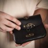 Medieval Quester's Leather Belt Pouch with Antiqued Brass Closure