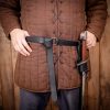 Medieval Leather Belt with Lustrous Steel Ring Buckle
