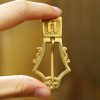 Solid Brass Lyre Shaped Late Medieval Buckle c 1360 - 1420