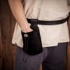 Medieval Leather Belt Pouch with Genuine Horn Button Closure