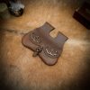 15th century pouch with antique brass Fleur de Lis Mounts