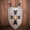 Fantasy Crusader Knight Steel Shield for Décor and Reenactments
