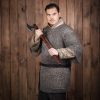 Round Ring Chainmail Medieval Half Sleeves Shirt Haubergeon, Riveted, 8 mm 18 gauge, Mild Steel
