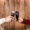 Fleur de Lis Drinking Horns Set of Three Handcrafted Genuine Ox Horn