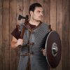 Round Ring Chainmail Byrnie with leather, Butted, 10 mm 16 gauge, Mild Steel
