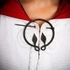 Medieval Cloak Brooch with Leaf Shaped Ends Hand Forged Iron Clothing Accessory