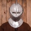 Renaissance Closed Helmet with Integrated Bevor Movable Visor 16 gauge