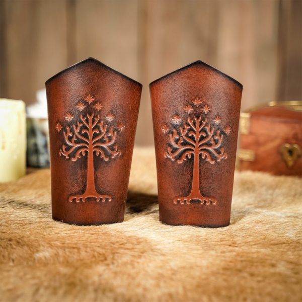 Genuine Leather Bracers with Embossed Tree of Gondor Motif - Image 14