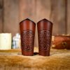Genuine Leather Bracers with Embossed Celtic Spiral Design