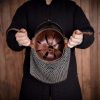 Viking Gjermundbu Antique Steel Helmet with Genuine Leather Liner and Butted Camail