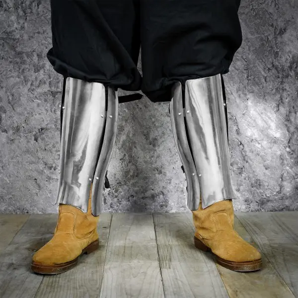 Lord Of Battles Late Medieval Knight Steel Leg Armor - 16 Gauge, Functional For LARP