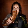 Medieval Viking Drinking Horn with Engraved Specs Handcrafted Genuine Ox Horn