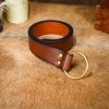 Handcrafted Fantasy Leather Belt with Pure Brass Ring Buckle