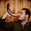 Medieval Viking Drinking Horn with Charred Specks Handcrafted Genuine Ox Horn