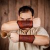 Genuine Leather Bracers with Embossed Celtic Spiral Design