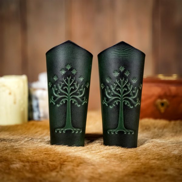 Genuine Leather Bracers with Embossed Tree of Gondor Motif - Image 13