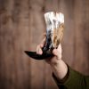 Engraved Rampant Lion Drinking Horn Handcrafted Genuine Ox Horn