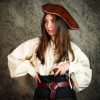 Handcrafted Fantasy Leather Belt with Pure Brass Ring Buckle