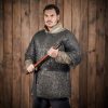 Flat Ring Chainmail Medieval Half Sleeves Shirt Haubergeon, Riveted, ID 9 mm, Natural
