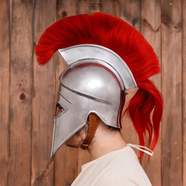 Greek hoplite Corinthian Steel Helmet with Rich Battle Crest - Image 19