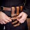 Tri Buckle Angled Sword Frog Genuine Leathercraft