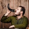 Troll Cross Viking Drinking Horn with Pure Brass Fittings Handcrafted Genuine Ox Horn