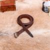 Ornate Viking Leather Belt with Antique Brass Buckle and Chape