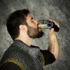 Algiz Protection Rune Drinking Horn With Brass Decoration Genuine Ox Horn