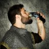 Medieval Viking Drinking Horn with Engraved Valknut Genuine Ox Horn