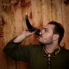 Stallion Drinking Horn with Pure Solid Brass Fittings Genuine Ox Horn