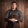 Flat Ring Chainmail Half Haubergeon with Long Sleeves, Riveted and Alternating, ID 9 mm, Mild Steel