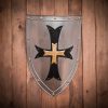 Fantasy Crusader Knight Steel Shield for Décor and Reenactments