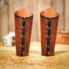 Genuine Leather Bracers with Embossed Celtic Spiral Design