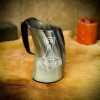 Medieval Viking Mjolnir Horn Tankard Beer Mug Handcrafted Genuine Ox Horn