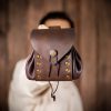 Medieval Leather Belt Pouch with Antique Brass Button