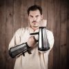 Genuine Leather Bracers With Splinted Metal Plates Arms Armor