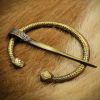 Intricate Penannular Antique Brass Brooch Functional Clothing Accessory