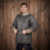 Flat Ring Chainmail Medieval Half Sleeves Shirt Haubergeon, Riveted, ID 9 mm, Natural