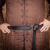 Medieval Leather Belt with Lustrous Steel Ring Buckle