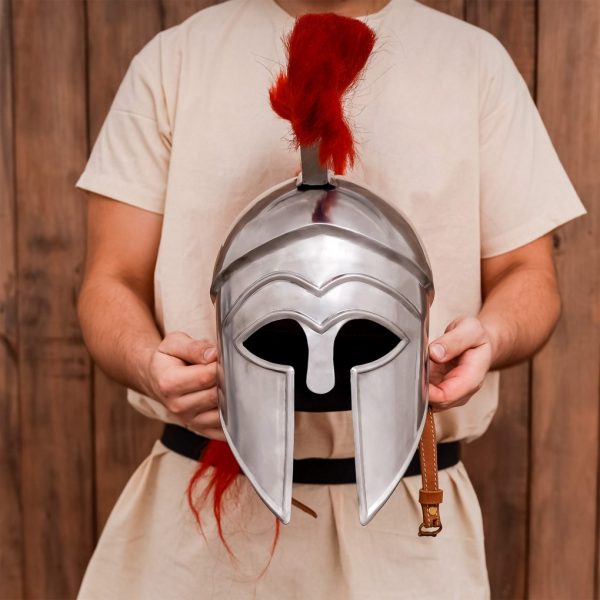 Greek hoplite Corinthian Steel Helmet with Rich Battle Crest - Image 18