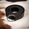 Medieval Leather Belt with Lustrous Steel Ring Buckle