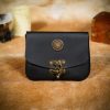 Medieval Quester's Leather Belt Pouch with Antiqued Brass Closure