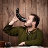Drinking Horn with Engraved Vine Design Handcrafted from Genuine Ox Horn
