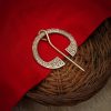 Celtic Pure Brass Fibula / Cloak Pin