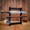 Three Tier Sword and Axe Stand Handcrafted Genuine Hardwood Sword / Axe Display Stand