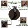 Medieval Viking Drinking Horn Genuine Ox Horn with Engraved Vegvisir